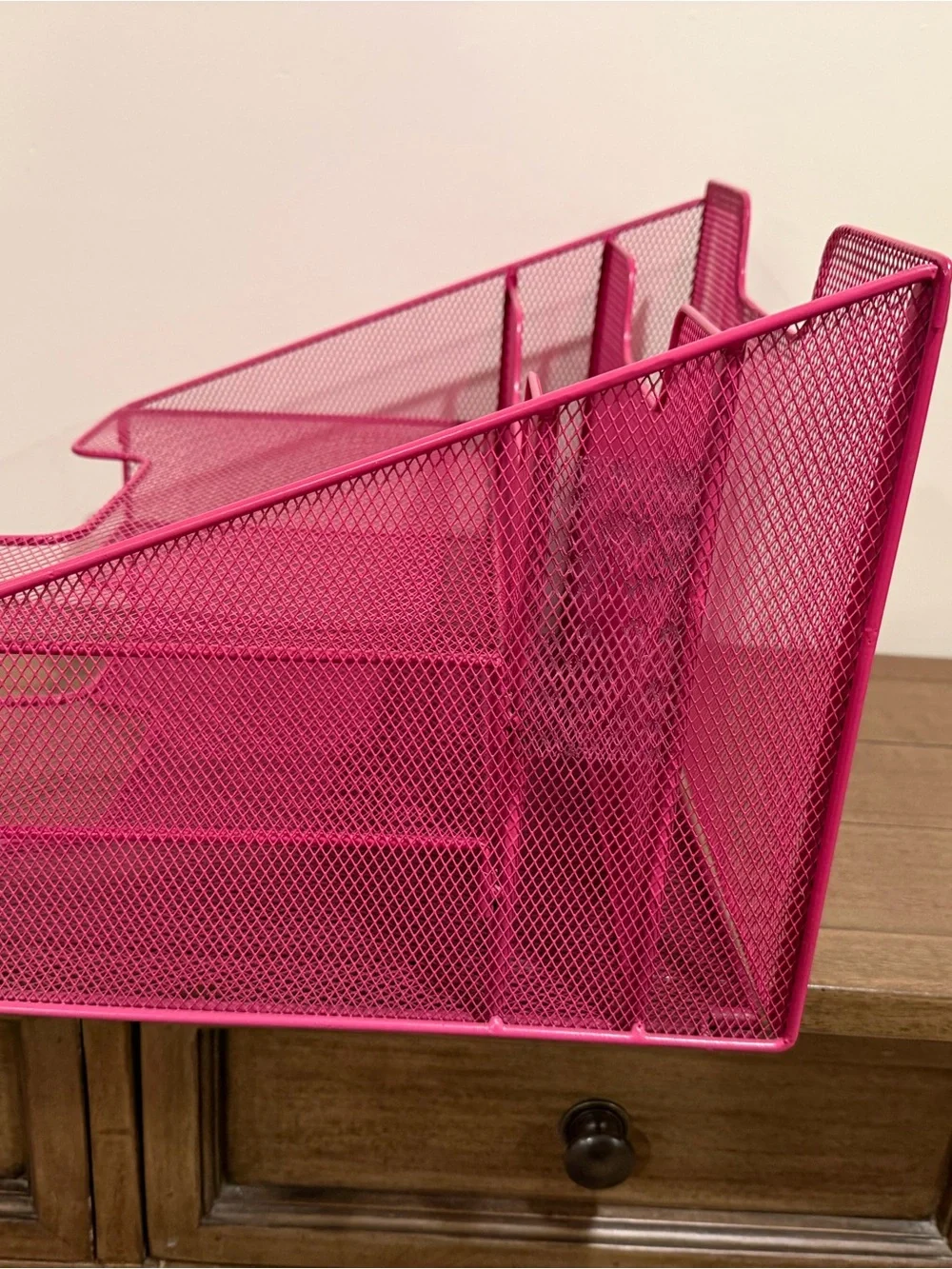 Vibrant Pink 3-Tier Mesh Desk Organizer - Brand